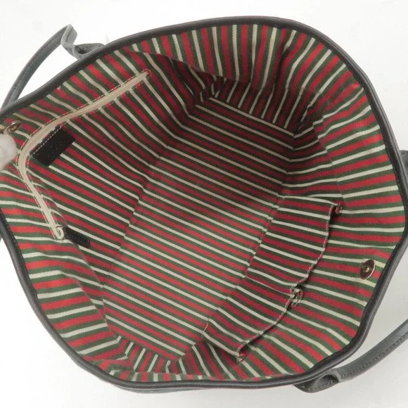 💎✨BEAUTIFUL✨💎 GUCCI Tote Bag Black GG Canvas Leather - Picture 13 of 16